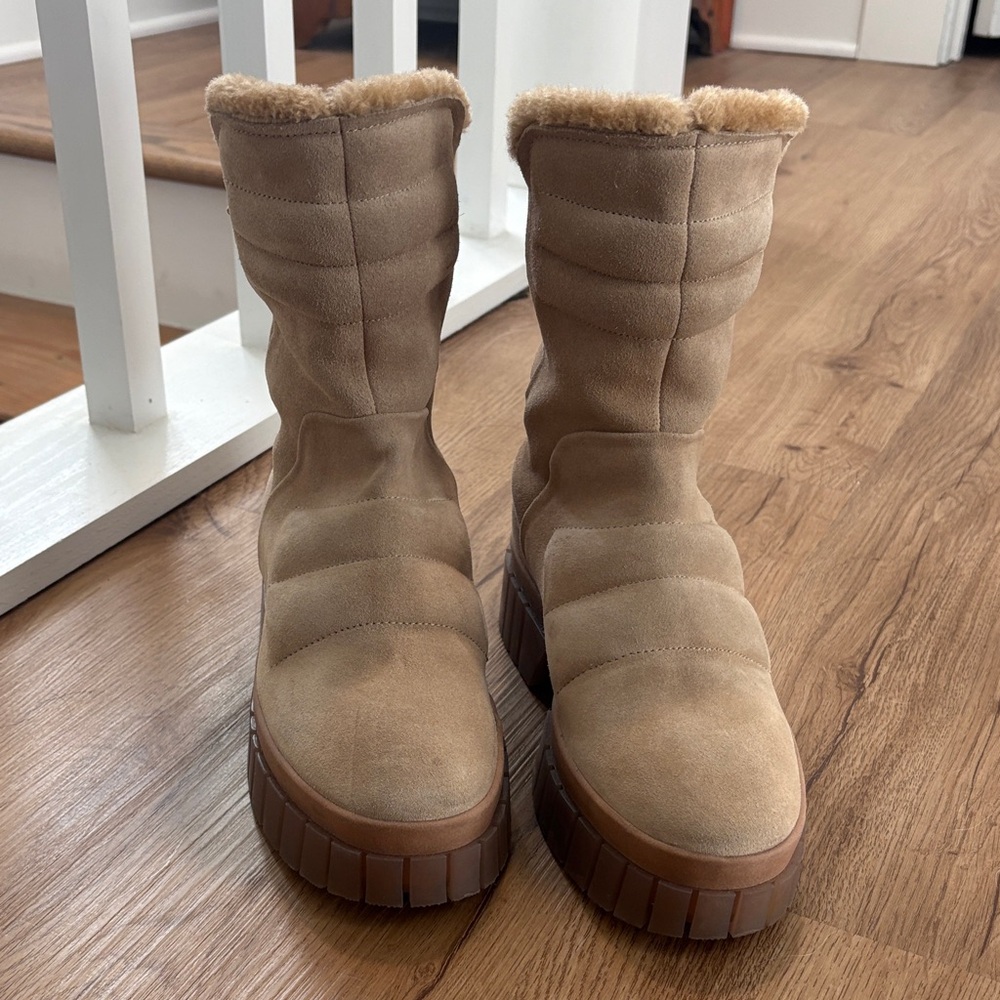 Free People Tan Quilted Winter Boots